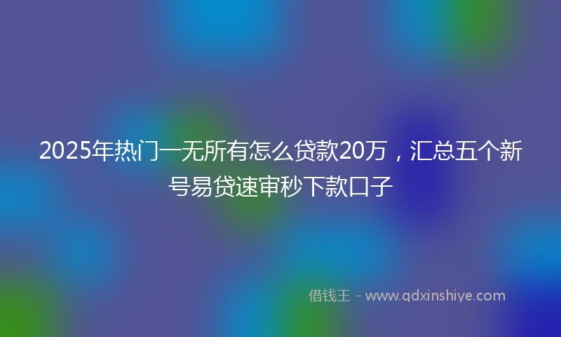 2025年热门一无所有怎么贷款20万，汇总五个新号易贷速审秒下款口子