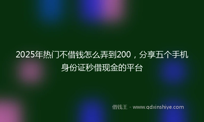 2025年热门不借钱怎么弄到200，分享五个手机身份证秒借现金的平台