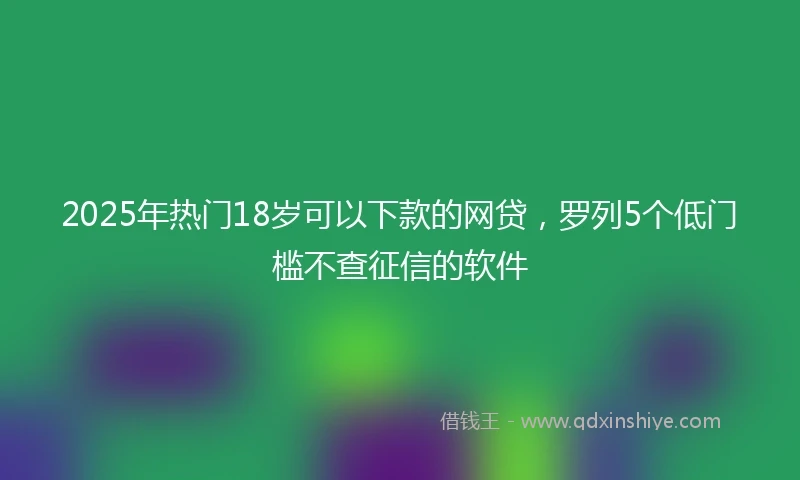 2025年热门18岁可以下款的网贷，罗列5个低门槛不查征信的软件