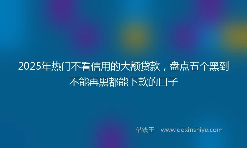 2025年热门不看信用的大额贷款，盘点五个黑到不能再黑都能下款的口子