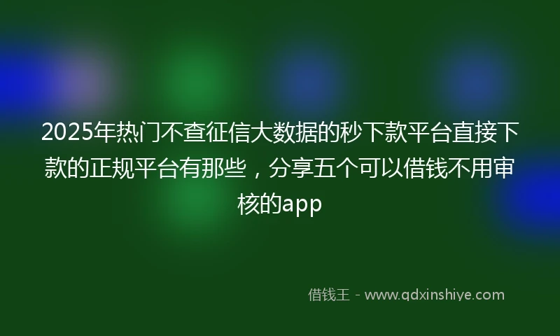 2025年热门不查征信大数据的秒下款平台直接下款的正规平台有那些，分享五个可以借钱不用审核的app