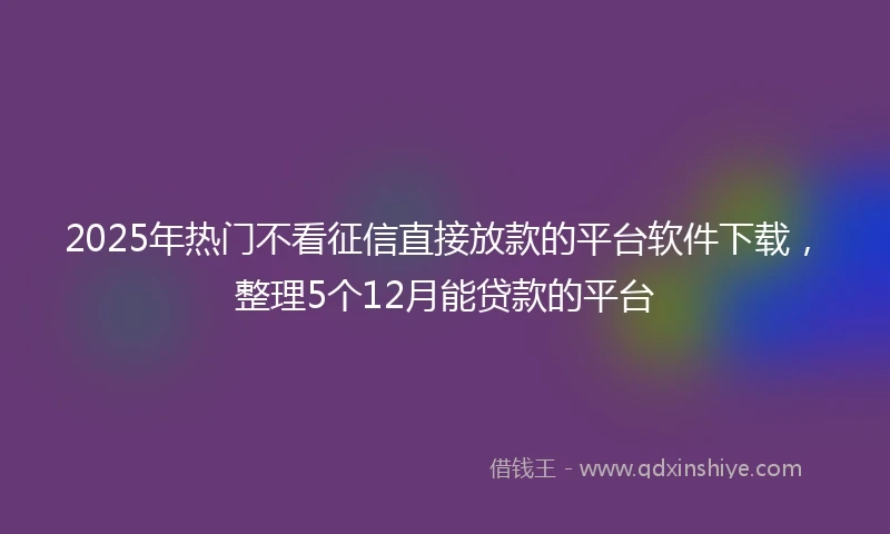 2025年热门不看征信直接放款的平台软件下载,整理5个12月能贷款的平台