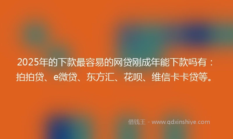 2025年的下款最容易的网贷刚成年能下款吗有：拍拍贷、e微贷、东方汇、花呗、维信卡卡贷等。