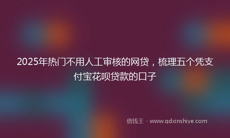 2025年热门不用人工审核的网贷，梳理五个凭支付宝花呗贷款的口子