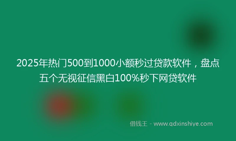 2025年热门500到1000小额秒过贷款软件，盘点五个无视征信黑白100%秒下网贷软件