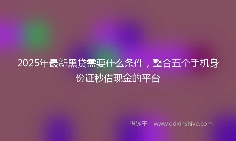 2025年最新黑贷需要什么条件，整合五个手机身份证秒借现金的平台