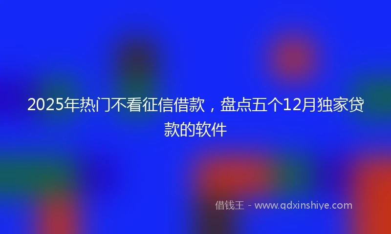 2025年热门不看征信借款，盘点五个12月独家贷款的软件