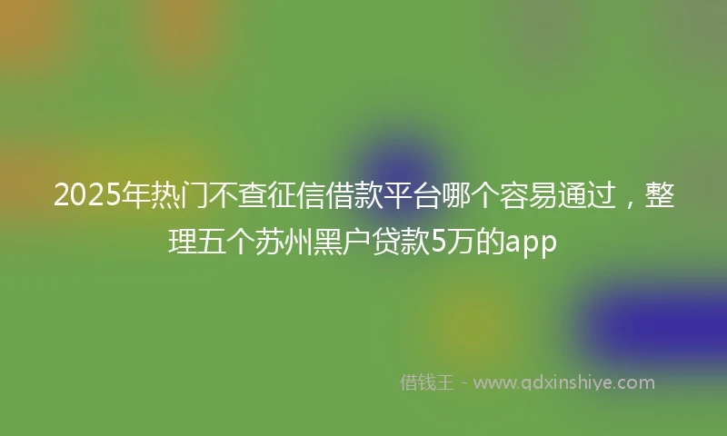 2025年热门不查征信借款平台哪个容易通过，整理五个苏州黑户贷款5万的app