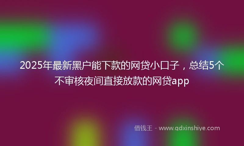 2025年最新黑户能下款的网贷小口子，总结5个不审核夜间直接放款的网贷app