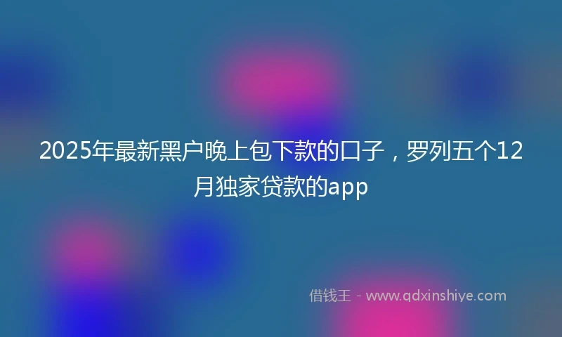 2025年最新黑户晚上包下款的口子，罗列五个12月独家贷款的app
