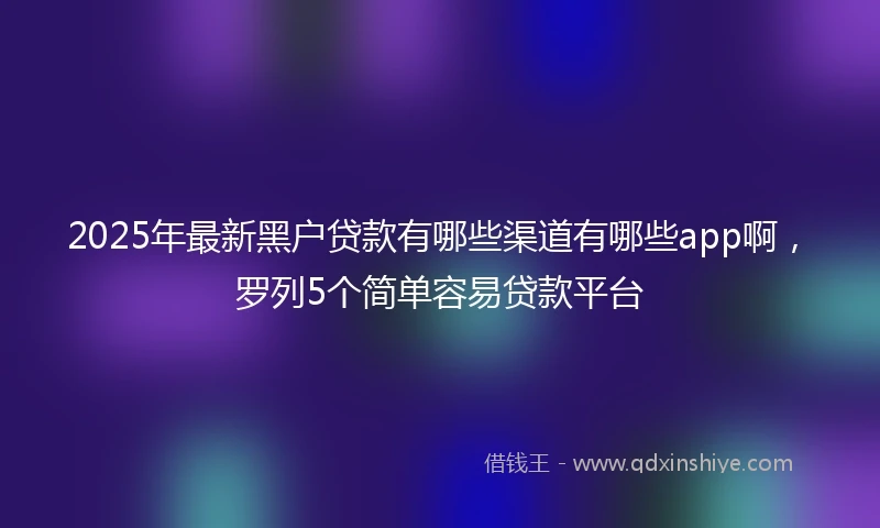 2025年最新黑户贷款有哪些渠道有哪些app啊,罗列5个简单容易贷款平台