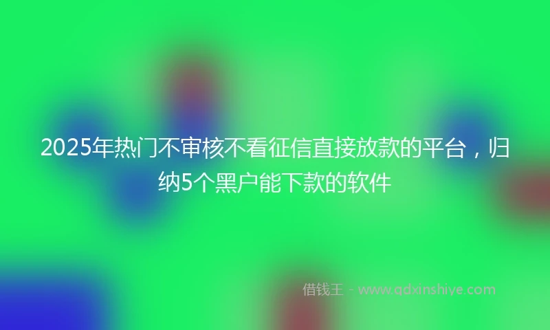 2025年热门不审核不看征信直接放款的平台，归纳5个黑户能下款的软件