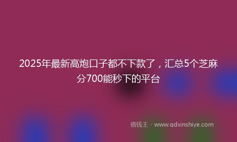 2025年最新高炮口子都不下款了，汇总5个芝麻分700能秒下的平台