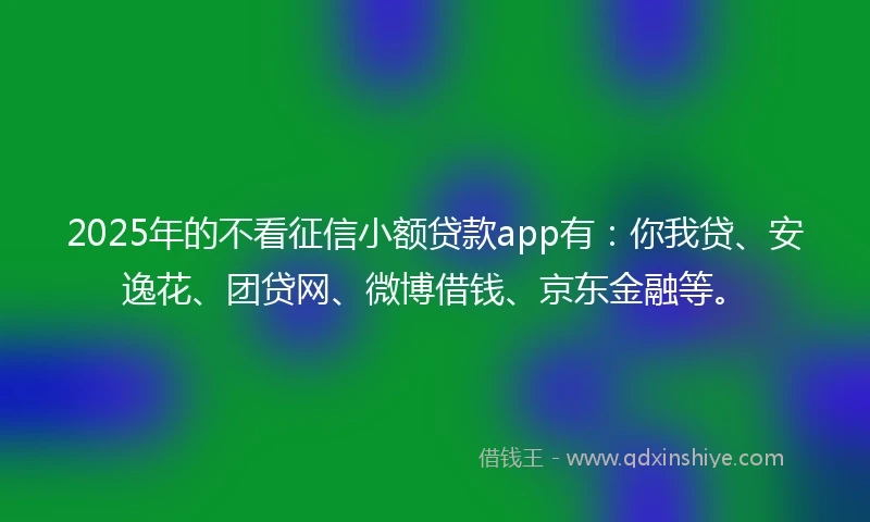 2025年的不看征信小额贷款app有：你我贷、安逸花、团贷网、微博借钱、京东金融等。