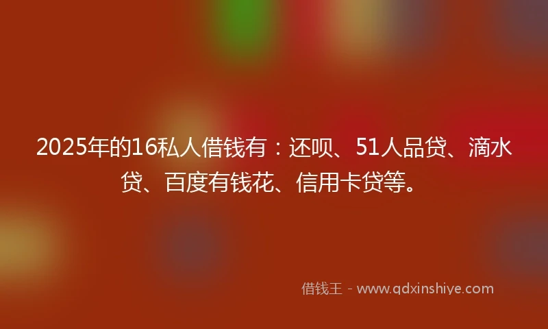 2025年的16私人借钱有：还呗、51人品贷、滴水贷、百度有钱花、信用卡贷等。