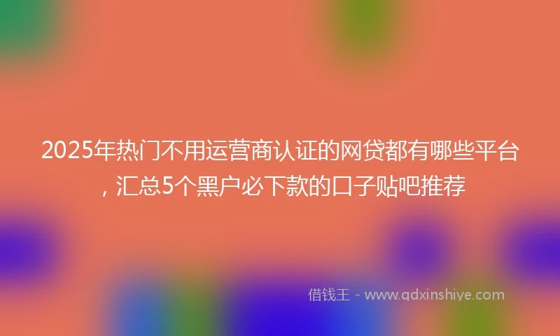 2025年热门不用运营商认证的网贷都有哪些平台，汇总5个黑户必下款的口子贴吧推荐