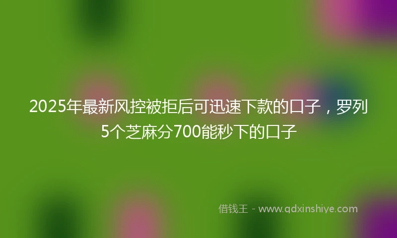 2025年最新风控被拒后可迅速下款的口子，罗列5个芝麻分700能秒下的口子