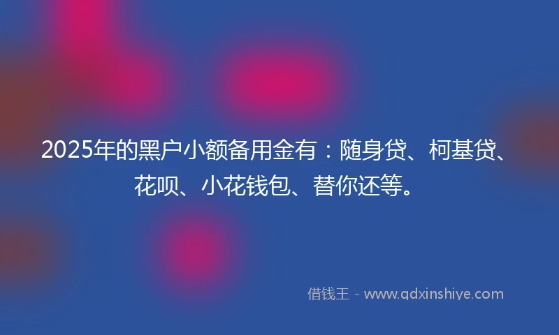 2025年的黑户小额备用金有：随身贷、柯基贷、花呗、小花钱包、替你还等。