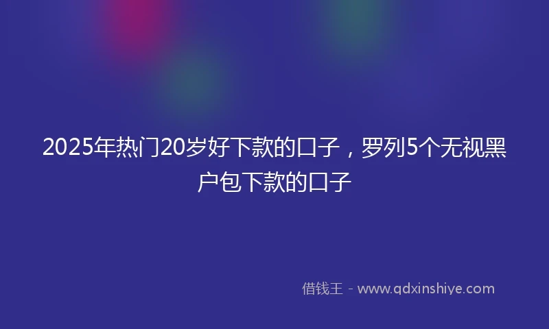 2025年热门20岁好下款的口子，罗列5个无视黑户包下款的口子