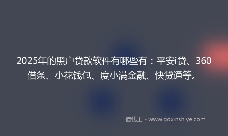 2025年的黑户贷款软件有哪些有：平安i贷、360借条、小花钱包、度小满金融、快贷通等。