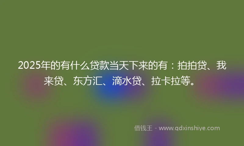 2025年的有什么贷款当天下来的有：拍拍贷、我来贷、东方汇、滴水贷、拉卡拉等。