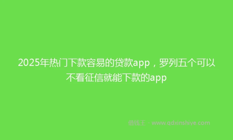 2025年热门下款容易的贷款app，罗列五个可以不看征信就能下款的app