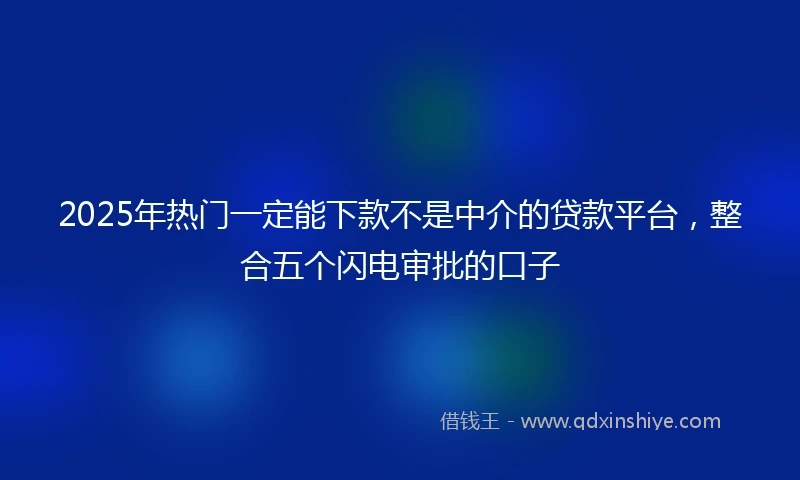 2025年热门一定能下款不是中介的贷款平台，整合五个闪电审批的口子