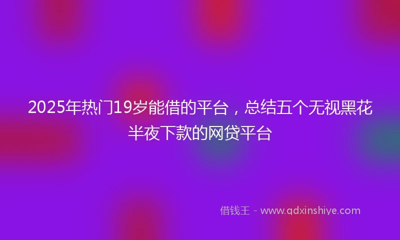 2025年热门19岁能借的平台，总结五个无视黑花半夜下款的网贷平台