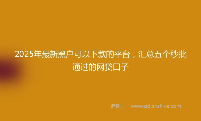 2025年最新黑户可以下款的平台，汇总五个秒批通过的网贷口子