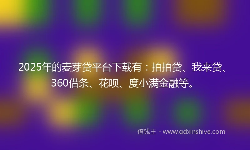 2025年的麦芽贷平台下载有：拍拍贷、我来贷、360借条、花呗、度小满金融等。