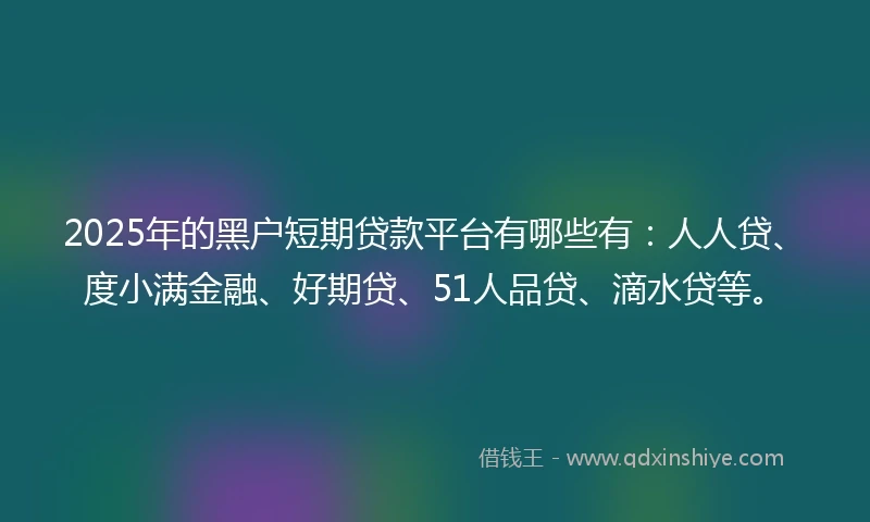 2025年的黑户短期贷款平台有哪些有:人人贷、度小满金融、好期贷、51人品贷、滴水贷等。