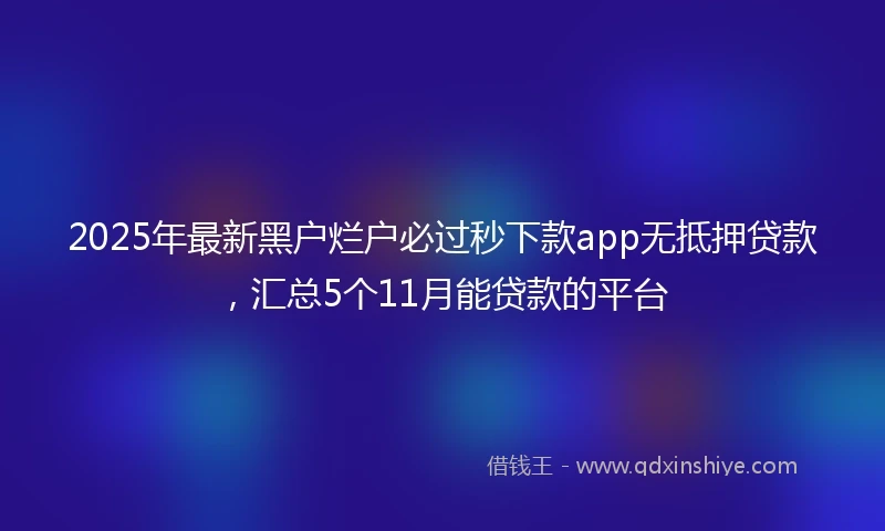 2025年最新黑户烂户必过秒下款app无抵押贷款，汇总5个11月能贷款的平台