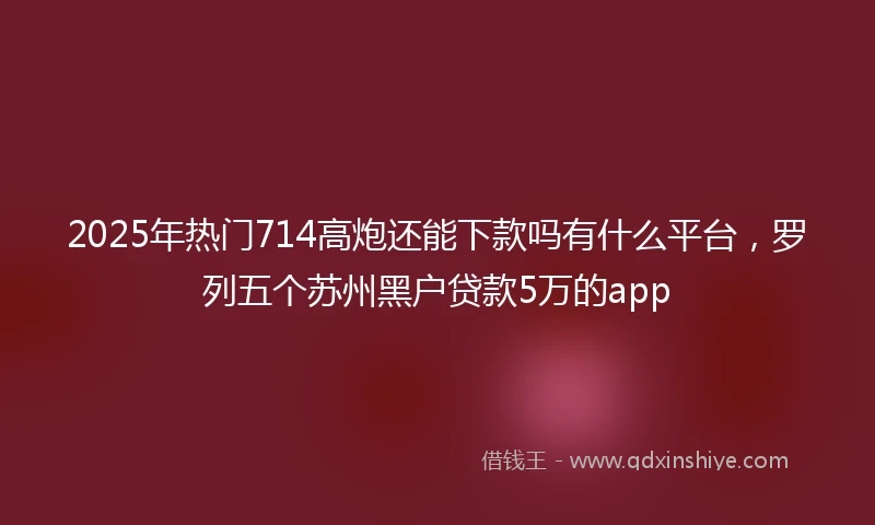 2025年热门714高炮还能下款吗有什么平台,罗列五个苏州黑户贷款5万的app