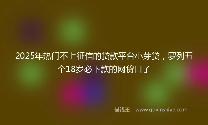 2025年热门不上征信的贷款平台小芽贷，罗列五个18岁必下款的网贷口子