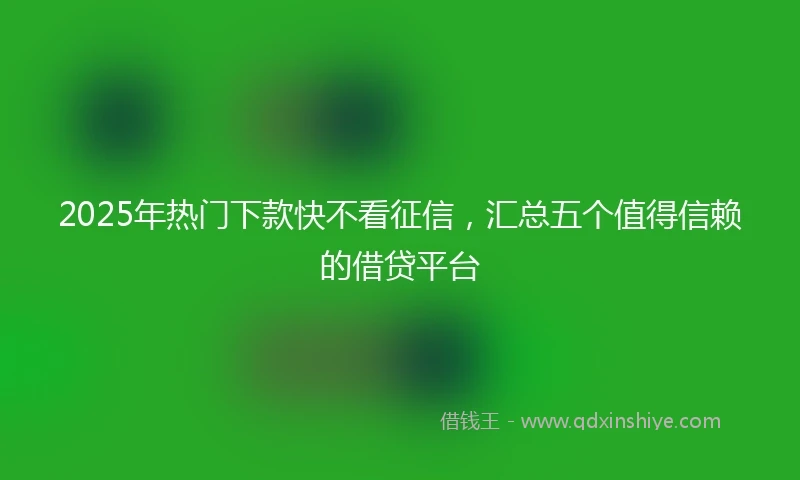 2025年热门下款快不看征信，汇总五个值得信赖的借贷平台