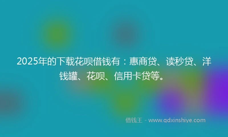 2025年的下载花呗借钱有：惠商贷、读秒贷、洋钱罐、花呗、信用卡贷等。