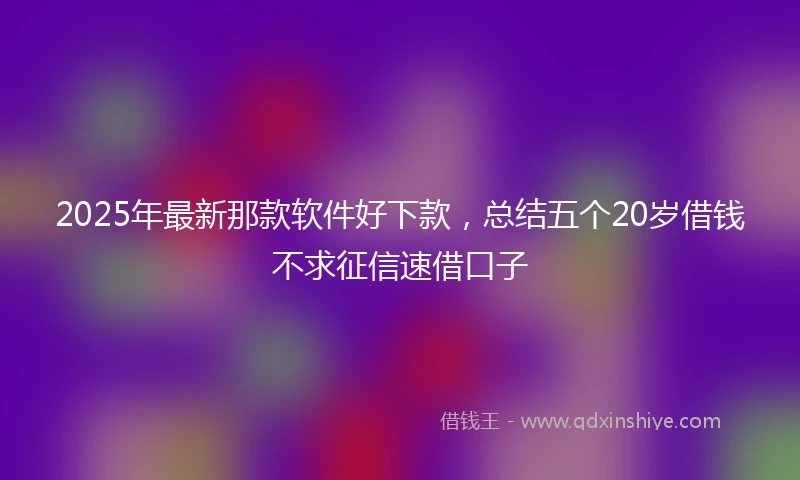 2025年最新那款软件好下款,总结五个20岁借钱不求征信速借口子