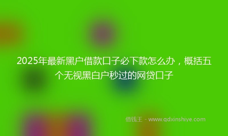 2025年最新黑户借款口子必下款怎么办,概括五个无视黑白户秒过的网贷口子