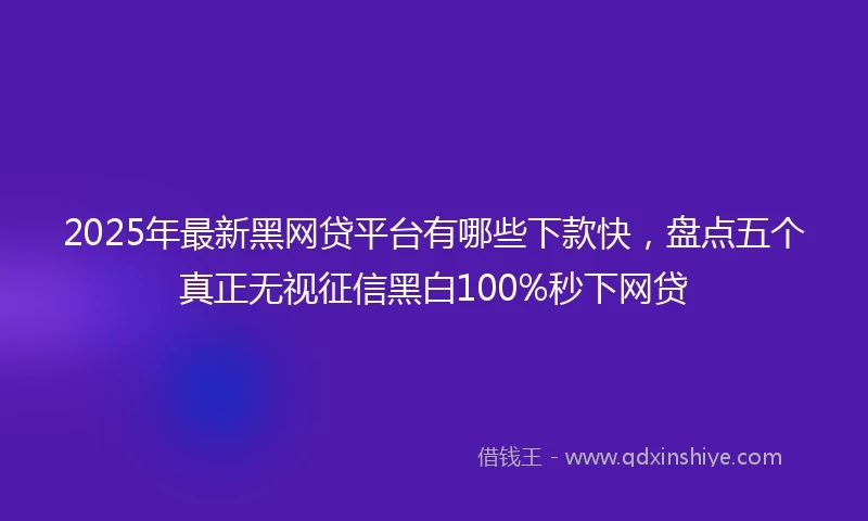 2025年最新黑网贷平台有哪些下款快，盘点五个真正无视征信黑白100%秒下网贷