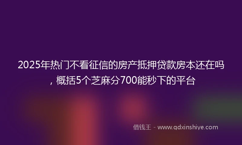 2025年热门不看征信的房产抵押贷款房本还在吗,概括5个芝麻分700能秒下的平台