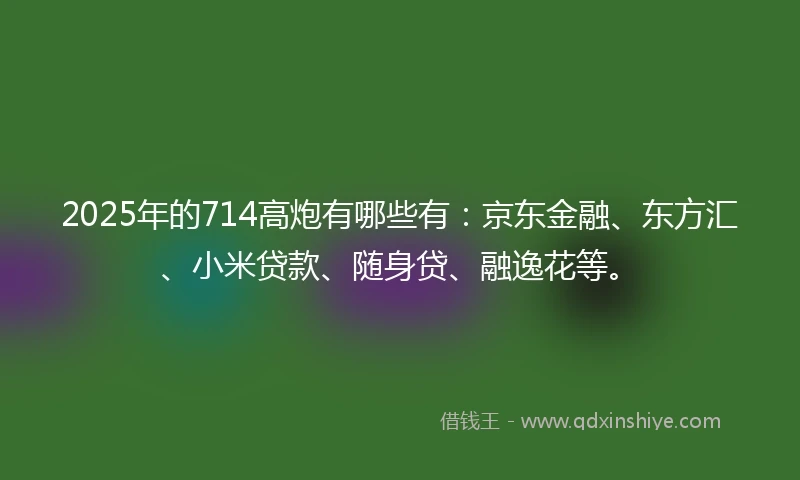 2025年的714高炮有哪些有：京东金融、东方汇、小米贷款、随身贷、融逸花等。