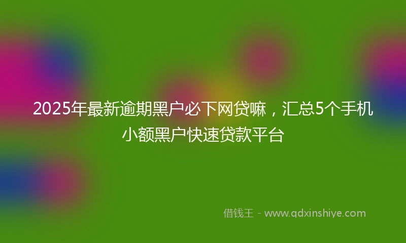 2025年最新逾期黑户必下网贷嘛,汇总5个手机小额黑户快速贷款平台
