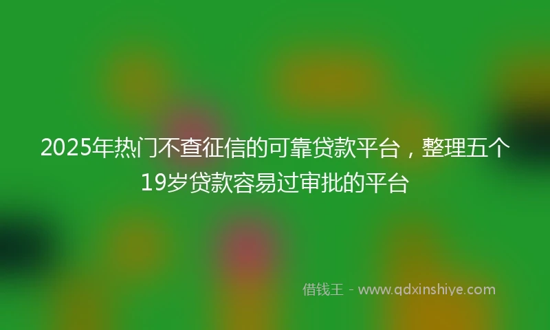 2025年热门不查征信的可靠贷款平台,整理五个19岁贷款容易过审批的平台