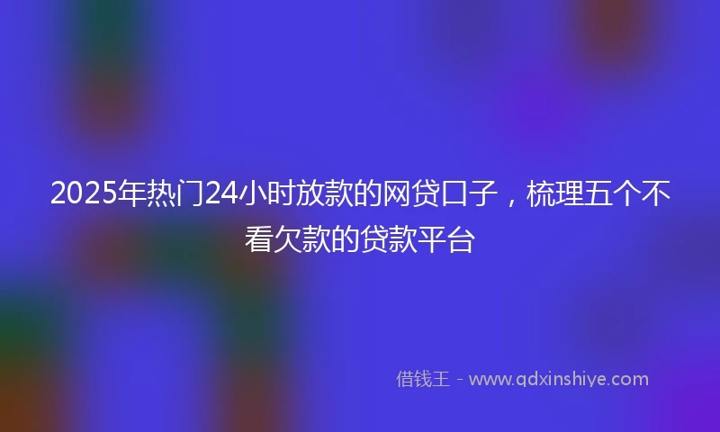 2025年热门24小时放款的网贷口子，梳理五个不看欠款的贷款平台