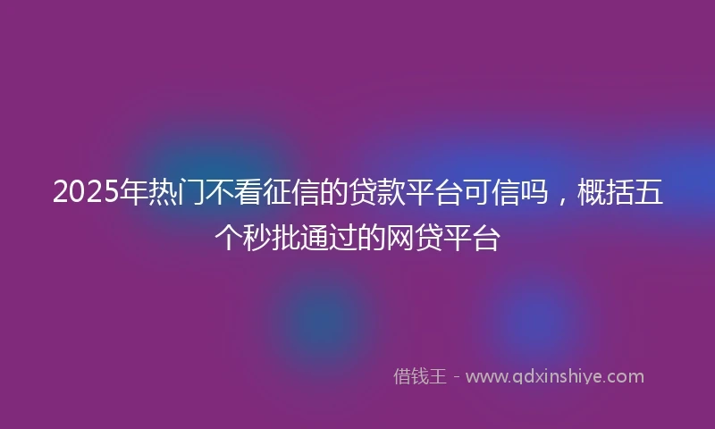 2025年热门不看征信的贷款平台可信吗,概括五个秒批通过的网贷平台