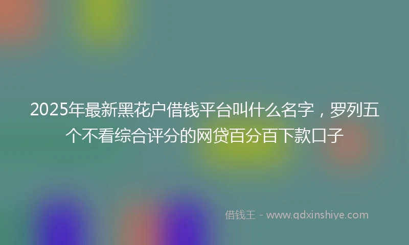 2025年最新黑花户借钱平台叫什么名字，罗列五个不看综合评分的网贷百分百下款口子