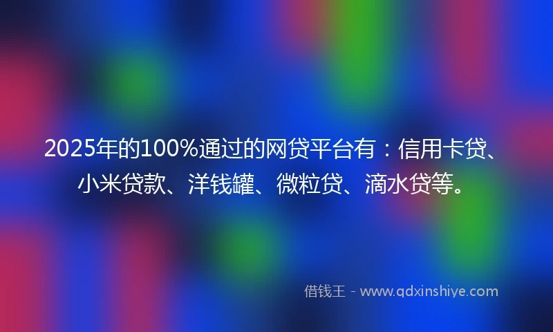 2025年的100%通过的网贷平台有：信用卡贷、小米贷款、洋钱罐、微粒贷、滴水贷等。