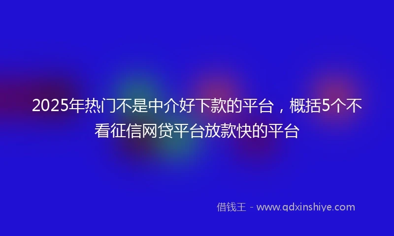 2025年热门不是中介好下款的平台，概括5个不看征信网贷平台放款快的平台