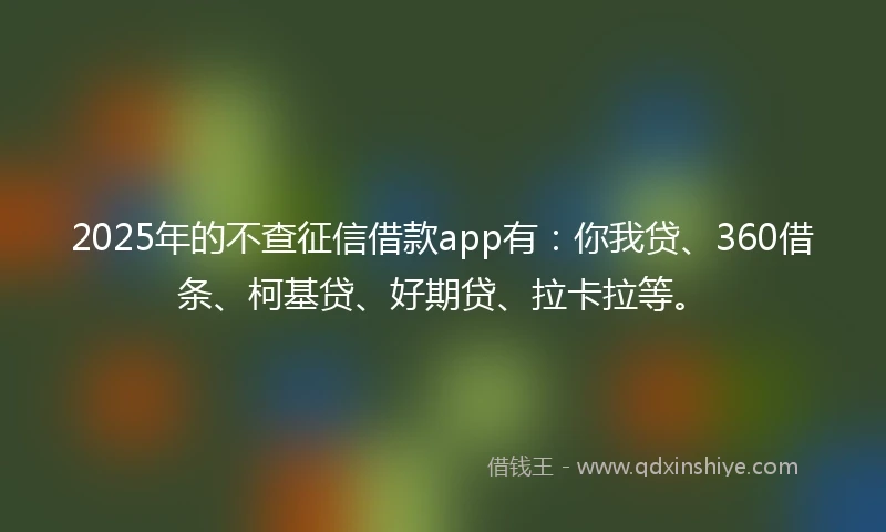2025年的不查征信借款app有：你我贷、360借条、柯基贷、好期贷、拉卡拉等。