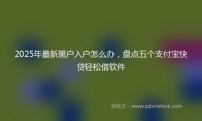 2025年最新黑户入户怎么办，盘点五个支付宝快贷轻松借软件